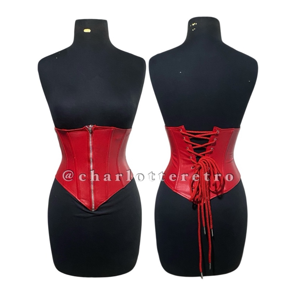 vtg Elegant Moments Leather • Red Underbust Corset
